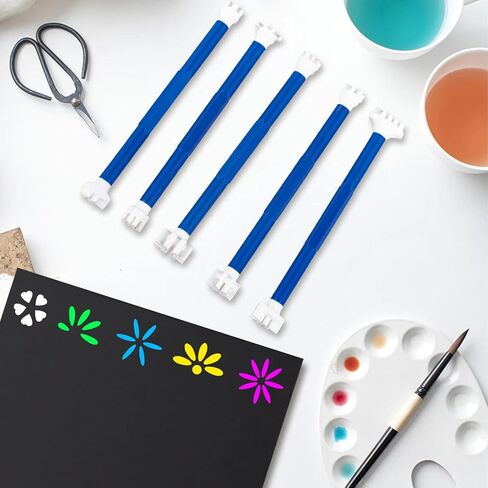 مجموعة من 5 أقلام تنقيط على شكل زهور - أدوات رسم منقطة مزدوجة الأطراف مع 10 رؤوس من بتلات الزهور - أقلام رسم صخرية ماندالا - أدوات فنية منقطة للقماش والحرف اليدوية وتصميمات ماندالا ذاتية الصنع in Kuwait