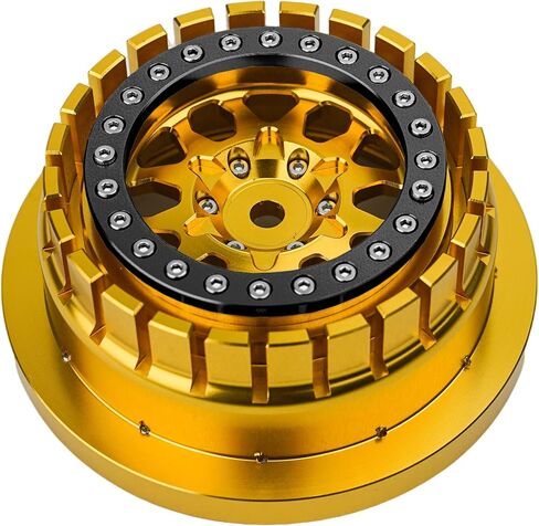 أجزاء ترقية السباق باستخدام الحاسب الآلي الألومنيوم Beadlock عجلة V2 تناسب إطار Proline Hyrax لـ Traxxas UDR 1/7 فضي 1 قطعة (ذهبي/أحمر) in Kuwait