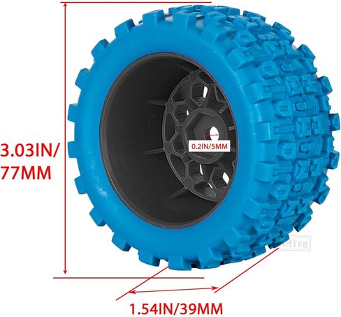 عجلات وإطارات شاحنة RC لـ 1/18 جرانيت جروم 4X4، 1/14 تايفون جروم 4X4 RTR 223S، MX 1.85 بوصة إطارات شاحنات لجميع التضاريس، إطارات بلاستيكية صلبة إطارات RC، أسود-أزرق داكن in Saudi Arabia