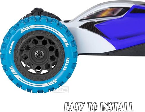 عجلات وإطارات شاحنة RC لـ 1/18 جرانيت جروم 4X4، 1/14 تايفون جروم 4X4 RTR 223S، MX 1.85 بوصة إطارات شاحنات لجميع التضاريس، إطارات بلاستيكية صلبة إطارات RC، أسود-أزرق داكن in Saudi Arabia