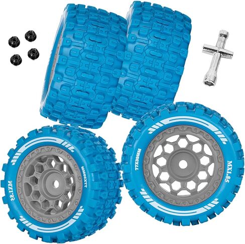 عجلات وإطارات شاحنة RC لـ 1/18 جرانيت جروم 4X4، 1/14 تايفون جروم 4X4 RTR 223S، MX 1.85 بوصة إطارات شاحنات لجميع التضاريس، إطارات بلاستيكية صلبة إطارات RC، أسود-أزرق داكن in Saudi Arabia