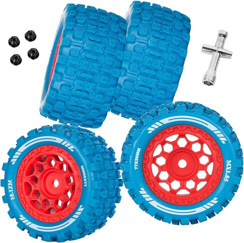 عجلات وإطارات شاحنة RC لـ 1/18 جرانيت جروم 4X4، 1/14 تايفون جروم 4X4 RTR 223S، MX 1.85 بوصة إطارات شاحنات لجميع التضاريس، إطارات بلاستيكية صلبة إطارات RC، أسود-أزرق داكن in Saudi Arabia