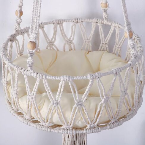 أرجوحة SHENGOCASE Macrame Boho Cat مع 3 خطوات وخطاف، سرير متأرجح مثبت على الحائط، سرير معلق للقطط للقطط الداخلية، أثاث حائط (13 بوصة) in Kuwait