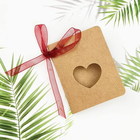 MAFELOE Kraft Paper Craft Half-fold Hollow Love Heart-Shaped Tags 50 Pieces with Red Ribbon 10 Meters, Gift Packaging Labels for Wedding Valentine's Day Birthday Decoration in Saudi Arabia