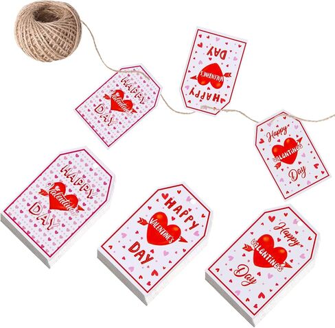 hoyuwak 120 PCS 3 Style Pink Red Heart Tags Gift Tags with String Craft Paper Heart Tags for Party Decoration Gift in Saudi Arabia