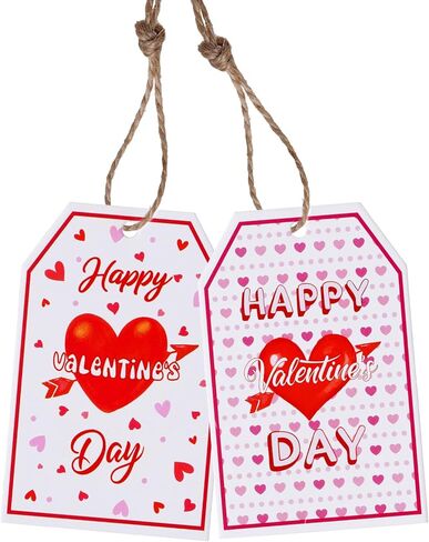 hoyuwak 120 PCS 3 Style Pink Red Heart Tags Gift Tags with String Craft Paper Heart Tags for Party Decoration Gift in Saudi Arabia