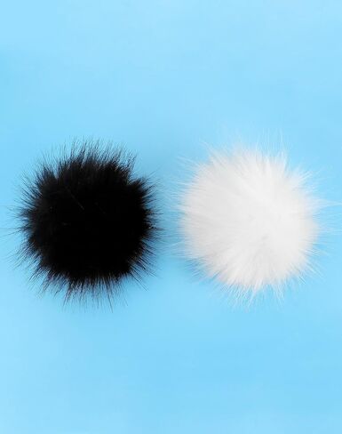 QWORK Faux Fox Fur 3.94" DIY Pom Pom Balls, Colorful Fluffy Craft Pompoms with Elastic Loops for Knitting Hat, Shoe Accessories, Bag Charms, 12 Pcs in Saudi Arabia