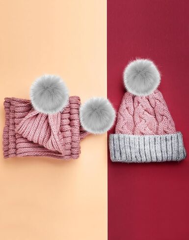 QWORK Faux Fox Fur 3.94" DIY Pom Pom Balls, Colorful Fluffy Craft Pompoms with Elastic Loops for Knitting Hat, Shoe Accessories, Bag Charms, 12 Pcs in Saudi Arabia