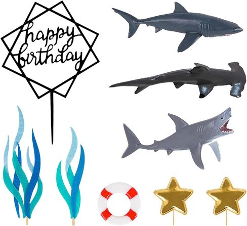 9 Pack Shark Cake Topper Shark Figurines Decoration for Ocean Theme Birthday in Saudi Arabia