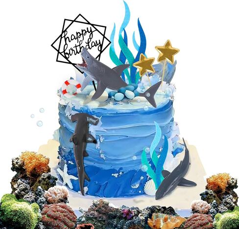 9 Pack Shark Cake Topper Shark Figurines Decoration for Ocean Theme Birthday in Saudi Arabia