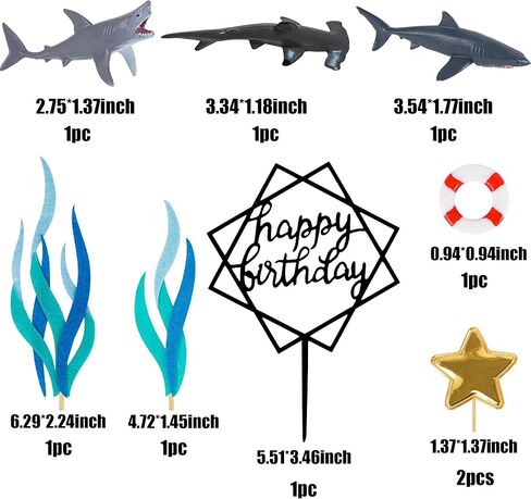 9 Pack Shark Cake Topper Shark Figurines Decoration for Ocean Theme Birthday in Saudi Arabia
