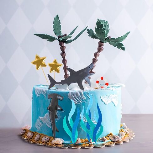 9 Pack Shark Cake Topper Shark Figurines Decoration for Ocean Theme Birthday in Saudi Arabia