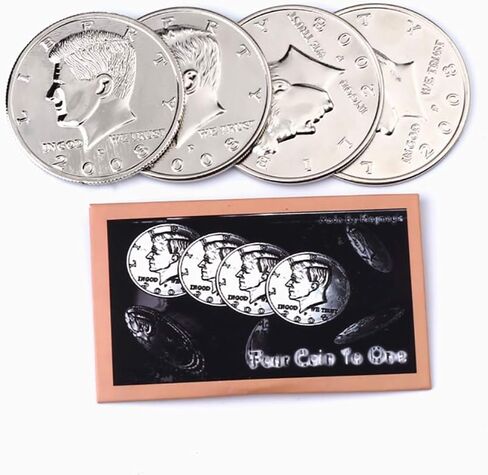 Enjoyer Jumbo Half Dollar Shells 3 + 1 Set(Dia 5.8cm) One Coin to Four Magic Tricks Magician Accessories Comedy Props Magic Gimmick in Saudi Arabia