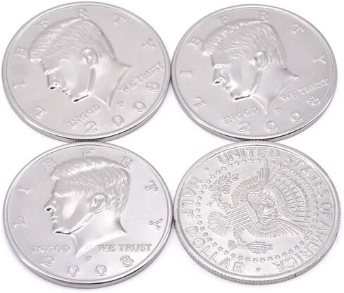 Enjoyer Jumbo Half Dollar Shells 3 + 1 Set(Dia 5.8cm) One Coin to Four Magic Tricks Magician Accessories Comedy Props Magic Gimmick in Saudi Arabia