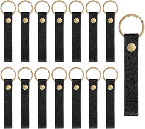 MECCANIXITY 20 Pcs PU Leather Keychain Blanks Bulk Laser Engraving Keychain Leather Key Fob Kit with Key Rings for DIY Supplies Gifts (Coffee, 4.5" x 0.6") in Saudi Arabia
