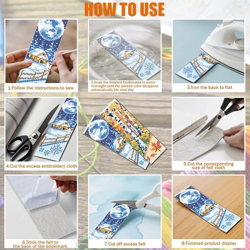 freebloss 6 مجموعة عبر غرزة المرجعية عدة 11 ct مختومة عبر الابره عدة DIY التطريز المرجعية للمبتدئين الكبار مع تعليمات، مشهد أربعة مواسم، 6 × 20 سم / 8 "× 2.4" in Kuwait
