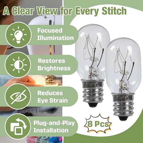 8 قطع #7SCW 15 وات 120 فولت لمبة إضاءة لآلة الخياطة بديلة لآلات الخياطة Brother/Janome/Babylock/Singer/Kenmore، ملحقات ماكينة الخياطة in Kuwait