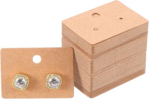 Andibro 300 Pcs Earring Display Cards with Holes, 1.7inch Brown Paper Earring Holder Cards Blank Hanging Earrings Tags for Jewelry Display Selling Organization in Saudi Arabia