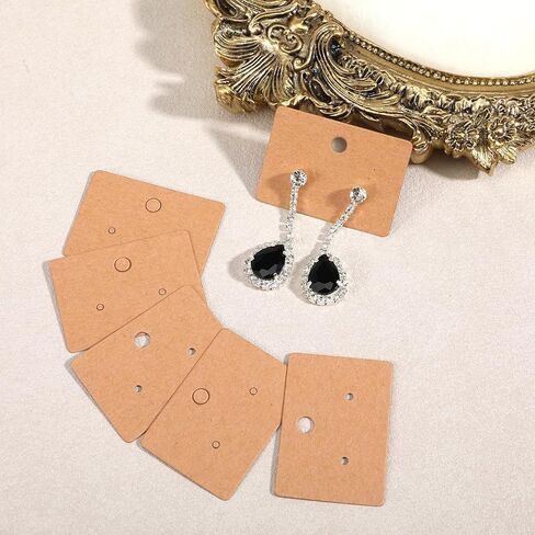 Andibro 300 Pcs Earring Display Cards with Holes, 1.7inch Brown Paper Earring Holder Cards Blank Hanging Earrings Tags for Jewelry Display Selling Organization in Saudi Arabia