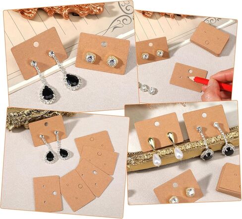 Andibro 300 Pcs Earring Display Cards with Holes, 1.7inch Brown Paper Earring Holder Cards Blank Hanging Earrings Tags for Jewelry Display Selling Organization in Saudi Arabia