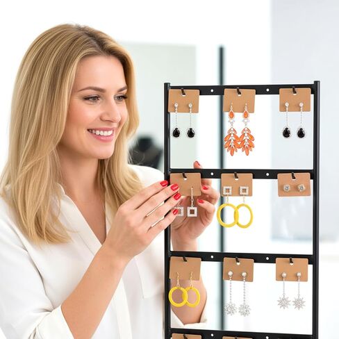 Andibro 300 Pcs Earring Display Cards with Holes, 1.7inch Brown Paper Earring Holder Cards Blank Hanging Earrings Tags for Jewelry Display Selling Organization in Saudi Arabia