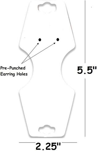 N'ice Packaging – 100 Qty Large White 5.5" x 2.25" Necklace/Earring Jewelry Fold-Over Display Cards – New/Retail – Sales – Self-Adhesive – Reinforced Hanging Tab - Easy Use in Saudi Arabia