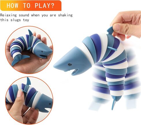 Fidget Slug, 3D Articulated Stretch Shark Stress Reliever, Sensory Stress Relief for Adults and Kids, Pressure Relieving and Anti-Anxiety Office Desk Toy in Saudi Arabia