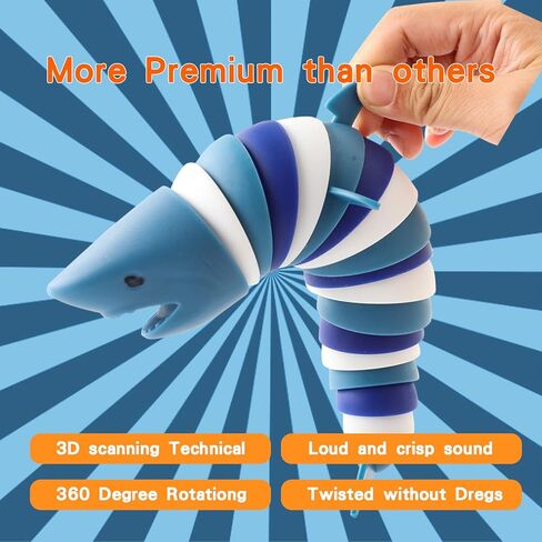 Fidget Slug, 3D Articulated Stretch Shark Stress Reliever, Sensory Stress Relief for Adults and Kids, Pressure Relieving and Anti-Anxiety Office Desk Toy in Saudi Arabia