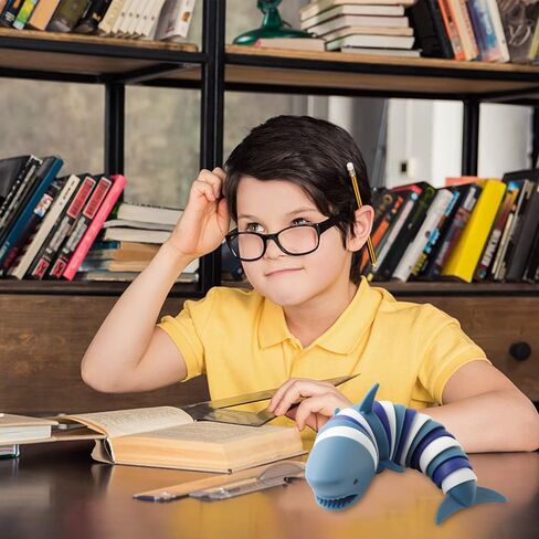 Fidget Slug, 3D Articulated Stretch Shark Stress Reliever, Sensory Stress Relief for Adults and Kids, Pressure Relieving and Anti-Anxiety Office Desk Toy in Saudi Arabia