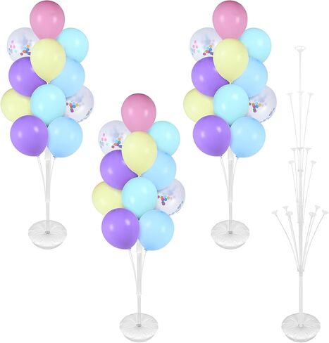 Aneco 4 Set Balloon Stand Kit for Floor, Balloon Tower Backdrop Decoration For Table, Sesame Street Party Decorations with Base Pole Water Bag for Wedding Baby Shower Birthday Party, Only White Stand in Saudi Arabia