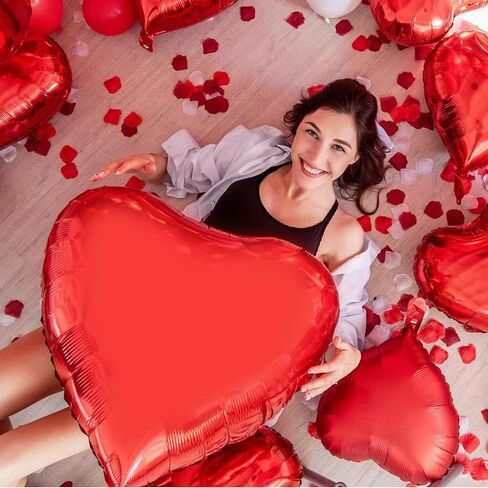 4 قطع بالونات كبيرة على شكل قلب أحمر مقاس 91.44 سم، بالونات فويل مايلر على شكل قلب لعيد الحب، الزفاف، الذكرى السنوية، الخطوبة، ديكورات الحفلات in Saudi Arabia