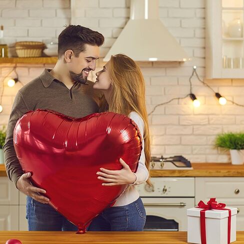 4 قطع بالونات كبيرة على شكل قلب أحمر مقاس 91.44 سم، بالونات فويل مايلر على شكل قلب لعيد الحب، الزفاف، الذكرى السنوية، الخطوبة، ديكورات الحفلات in Saudi Arabia
