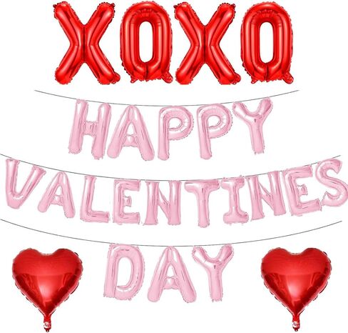 بالونات وردية على شكل قلب لعيد الحب السعيد مقاس 40.64 سم، زينة لافتة عيد الحب XXOO كمستلزمات للحفلات، ديكور عيد الحب للمكتب المنزلي والفصول الدراسية in Kuwait