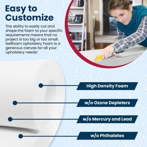 RaceCityFoam Upholstery Foam Cushion 6" H x 30" W x 80" L (Deluxe Firm) High Density Foam 1.8-52ILD. CertiPUR-US Certified Cushion - Upholstery Foams for Reupholstering - Made in USA in Kuwait