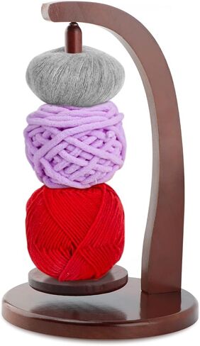 Yarn Holder for Knitting and Crocheting,Wooden Yarn Spinner for Crocheting(Edition:Round Chassis) in Saudi Arabia
