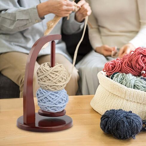 Yarn Holder for Knitting and Crocheting,Wooden Yarn Spinner for Crocheting(Edition:Round Chassis) in Saudi Arabia