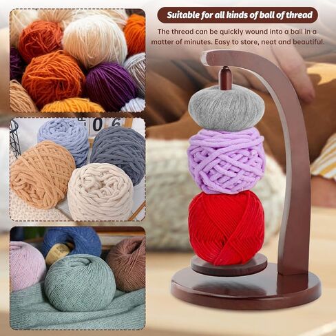 Yarn Holder for Knitting and Crocheting,Wooden Yarn Spinner for Crocheting(Edition:Round Chassis) in Saudi Arabia