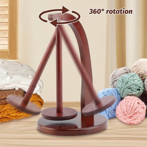Yarn Holder for Knitting and Crocheting,Wooden Yarn Spinner for Crocheting(Edition:Round Chassis) in Saudi Arabia