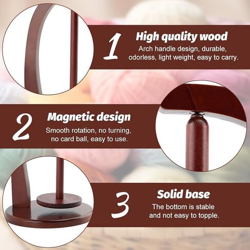 Yarn Holder for Knitting and Crocheting,Wooden Yarn Spinner for Crocheting(Edition:Round Chassis) in Saudi Arabia