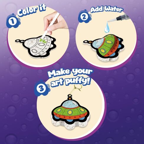 ZadaBelly Aqua Puffs للأطفال - مجموعة طلاء نسيج إسفنجي سحري، مجموعة طلاء منتفخة ذات طابع فضائي، هدية عيد ميلاد للفتيات والأولاد من سن 4 إلى 10 سنوات in Kuwait