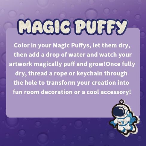 ZadaBelly Aqua Puffs للأطفال - مجموعة طلاء نسيج إسفنجي سحري، مجموعة طلاء منتفخة ذات طابع فضائي، هدية عيد ميلاد للفتيات والأولاد من سن 4 إلى 10 سنوات in Kuwait