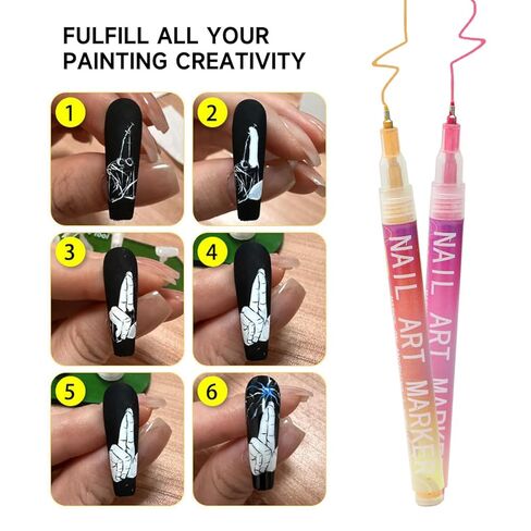 Nail Art Pens 12 Colors Set, Nail Art Markers Polish Pen for 3D Nail Art, nail art Tools for Dotting Drawing Painting Point Liner DIY in Saudi Arabia