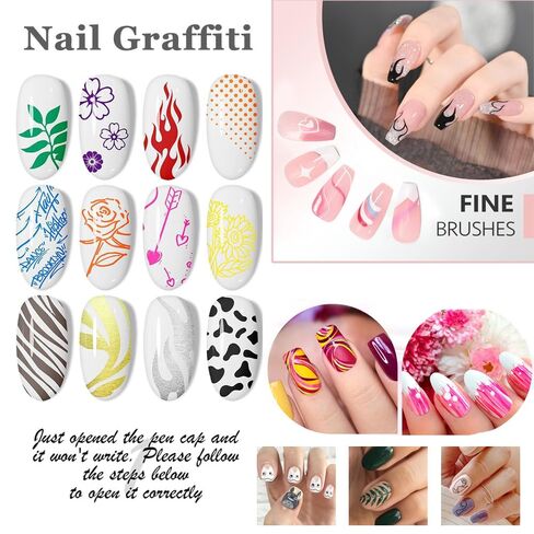 Nail Art Pens 12 Colors Set, Nail Art Markers Polish Pen for 3D Nail Art, nail art Tools for Dotting Drawing Painting Point Liner DIY in Saudi Arabia