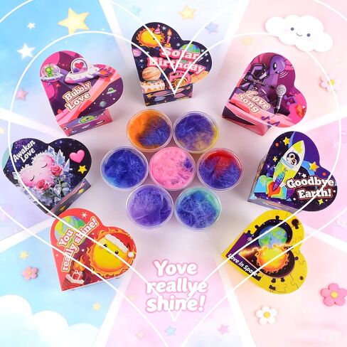 28 حزمة هدايا عيد الحب للأطفال، جالاكسي سلايم مع صندوق بطاقات تهنئة، لعبة سلايم لتخفيف التوتر للأطفال والبنات والأولاد، هدايا حفلات عيد الحب، مجموعة هدايا تبادل الجوائز في عيد الحب in Kuwait