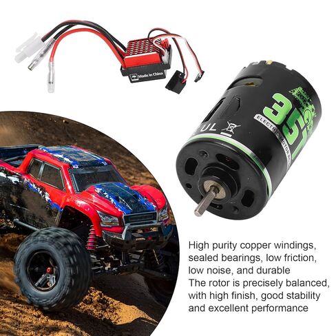 محرك RC المصقول، 540 درجة التواء عالية، وضع مزدوج منخفض الضوضاء، محرك مصقول منخفض الجهد 360A ESC لسيارات RC SUV(35T) in Kuwait
