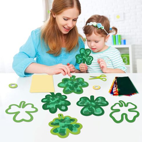 kopooeoe 32 مجموعات عيد القديس باتريك suncatchers الحرفية diy شامروك المناديل الورقية الحرف مجموعات الأيرلندية الخضراء البرسيم شنقا الزينة لنافذة المنزل الزجاج الملون تأثير اللوازم الفنية in Kuwait