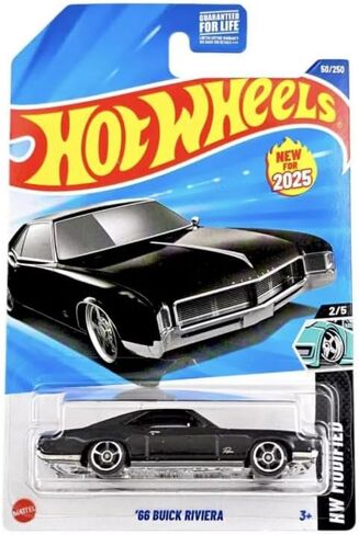 Hot Wheels '66 Buick Riviera [أسود] معدلة 2/5، 50/250، جديدة لعام 2025!، سيارة مصبوبة بمقياس 1:64 in Kuwait