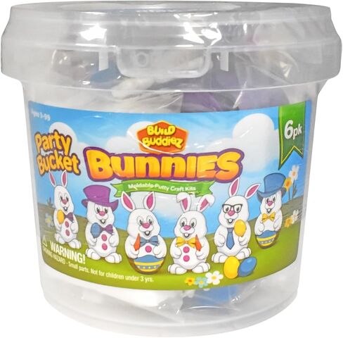 Build Buddiez DIY Bunnies Craft Kit – 6 Pack Party Bucket | Build, Decorate & Display Air-Dry Clay Bunny Rabbits | Fun Arts & Crafts Activity for Kids Ages 5+ | Great for Parties, Gifts, Easter Fun in Saudi Arabia