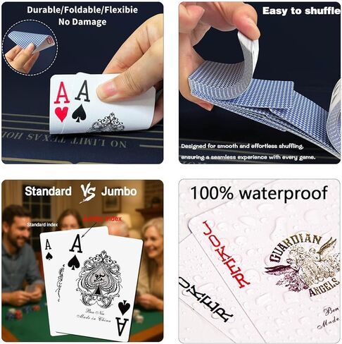 Ben Niu Casino-Quality Waterproof PVC Poker Playing Cards – Premium Texas Hold’em Deck with Jumbo Index, Double-Sided Embossing, Anti-Counterfeit Packaging, Smooth & Durable Shuffle (bee Blue) in Saudi Arabia