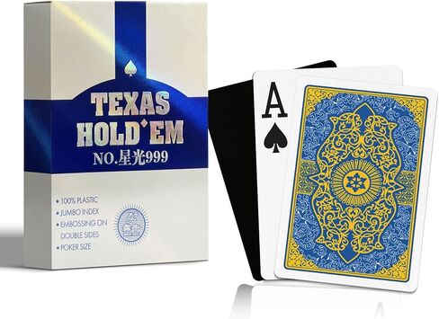 Ben Niu Casino-Quality Waterproof PVC Poker Playing Cards – Premium Texas Hold’em Deck with Jumbo Index, Double-Sided Embossing, Anti-Counterfeit Packaging, Smooth & Durable Shuffle (bee Blue) in Saudi Arabia